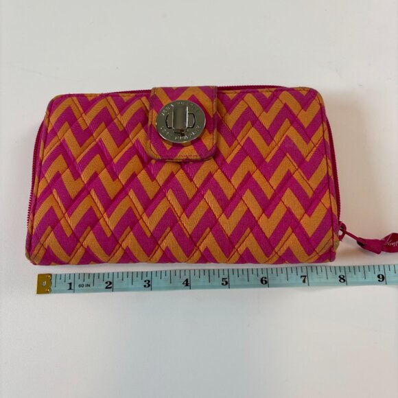 Vera Bradley Matched Set Zigzag Quilted Crossbody Bag Wallet Set Pink/Orange - Picture 8 of 12